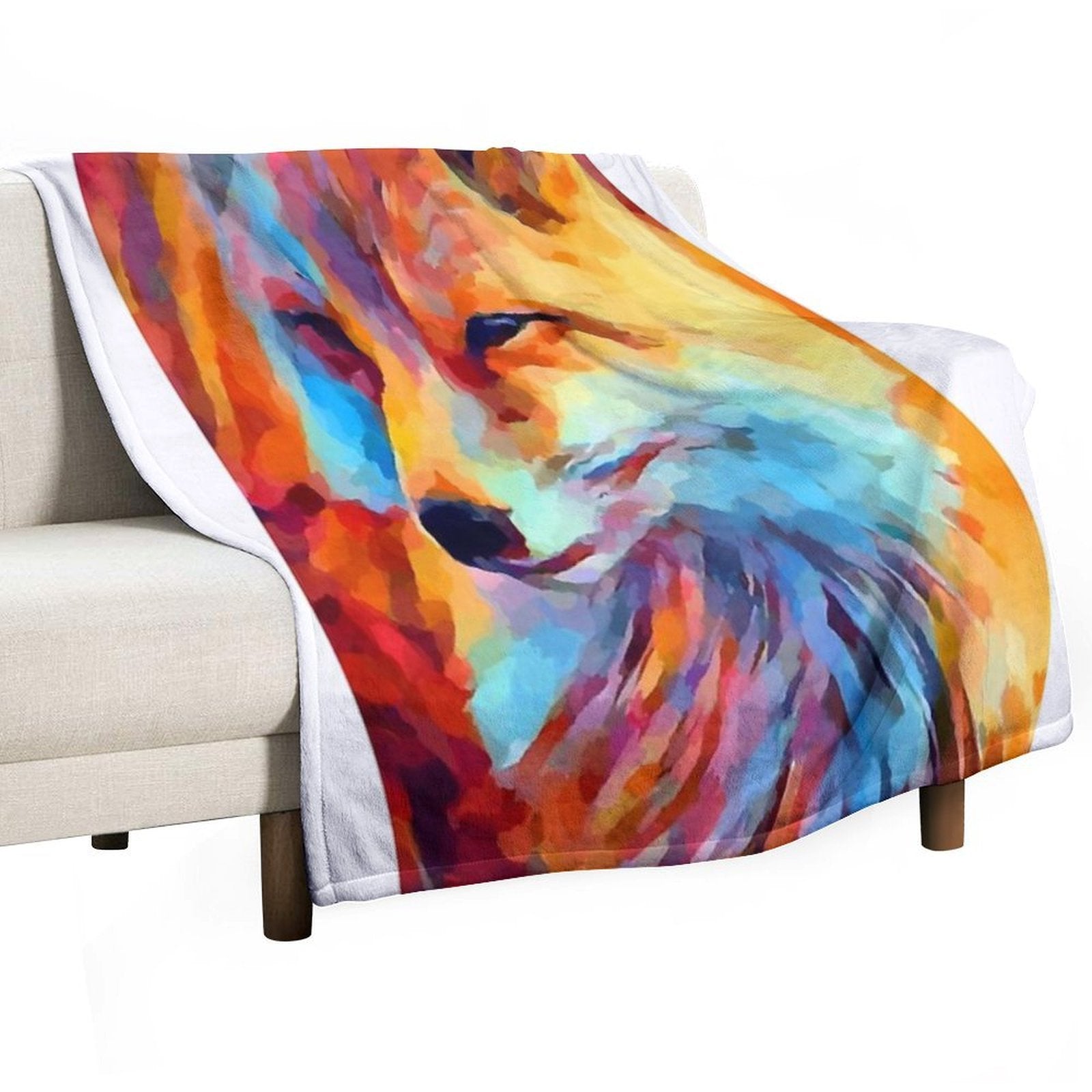 Fox Watercolor Durable Throw Blanket