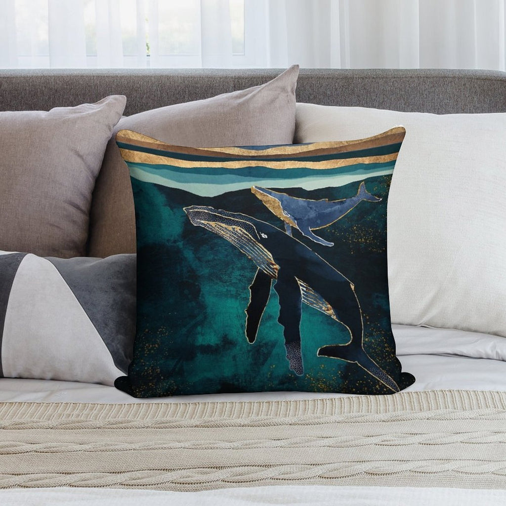 Moonlit Whales Soft Bedroom Essential Throw Pillow