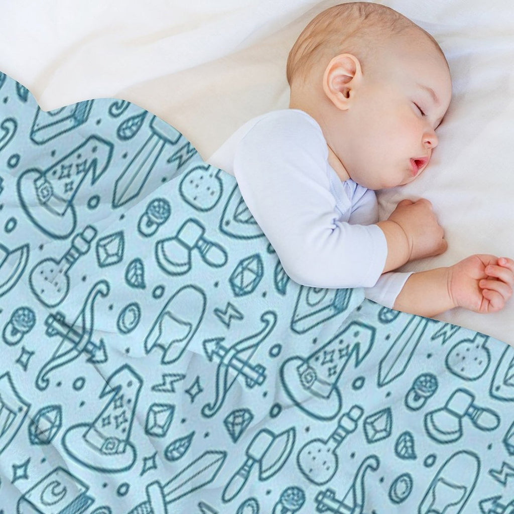 Magical Epic Loot Pattern Light Blue Durable Throw Blanket