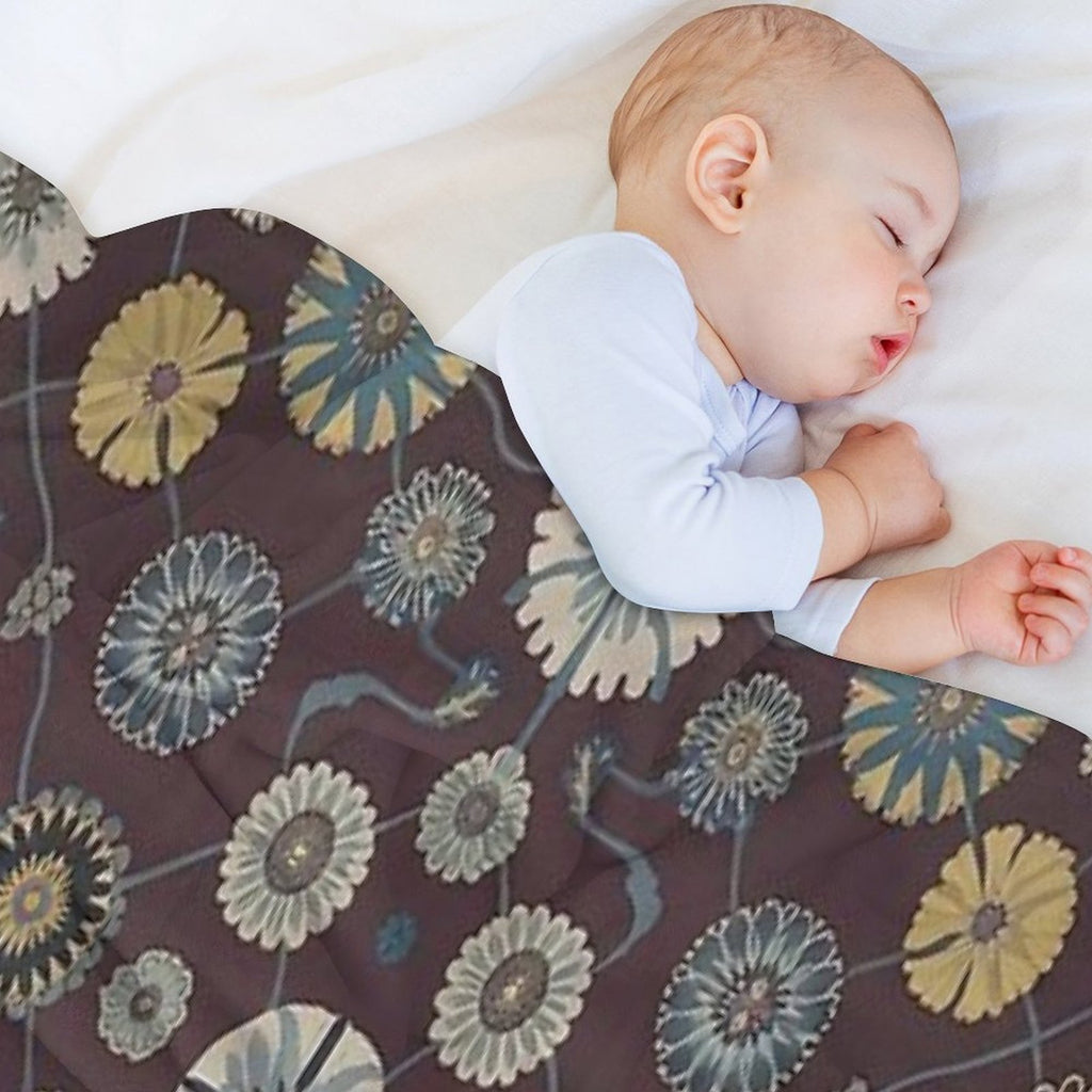 Rich Burgundy Floral Pattern with Cream Details Velvety-soft Throw Blanket