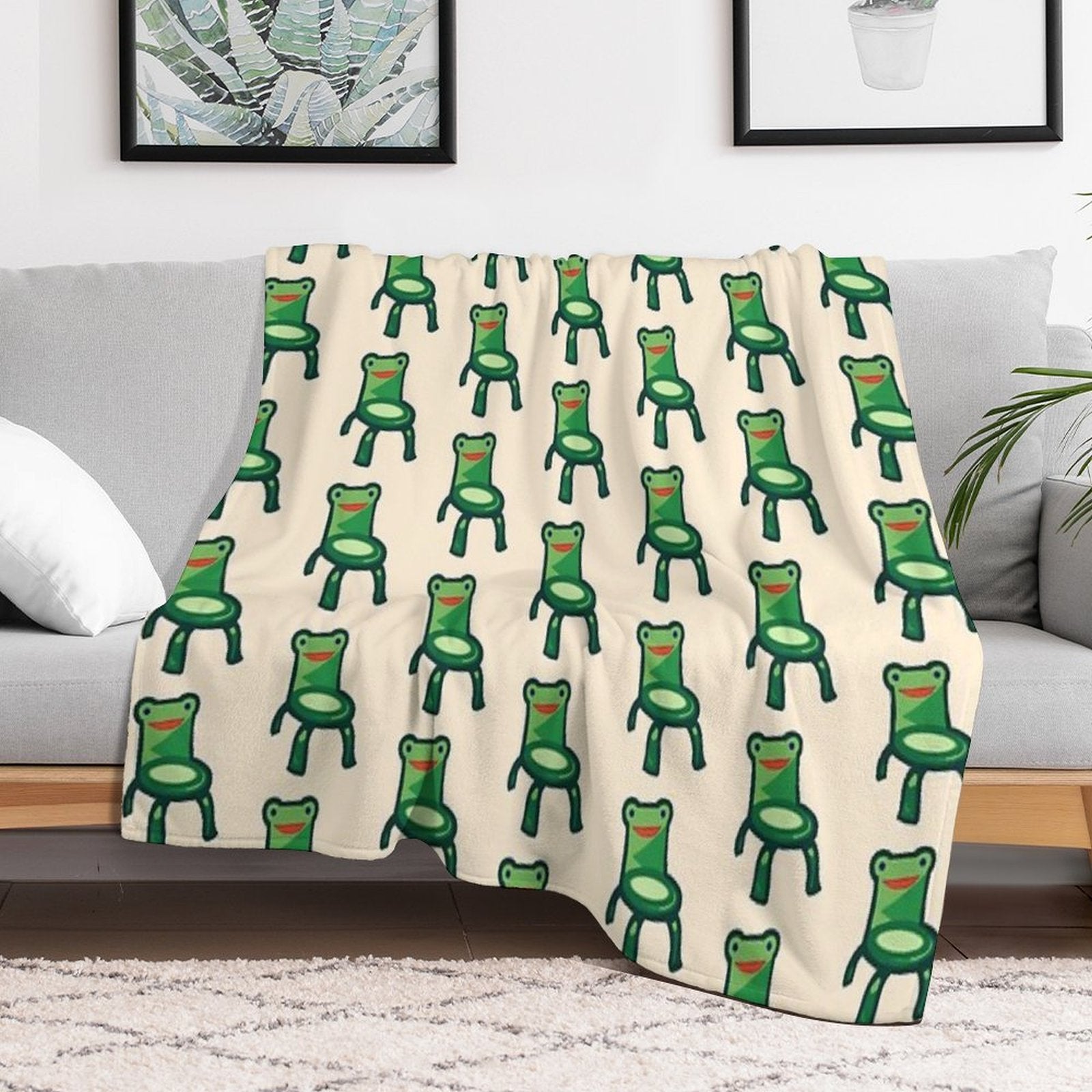 Froggy Chair Velvety-soft Throw Blanket