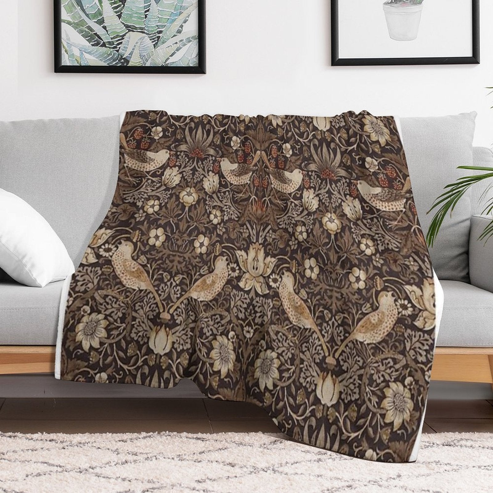 William Morris - Strawberry Thief Easy Care Throw Blanket