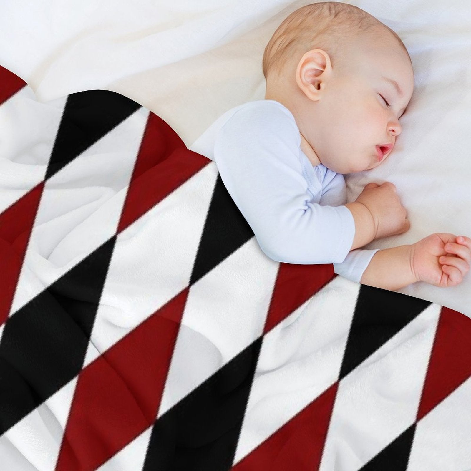 Black White Red Harlequin Compact Throw Blanket