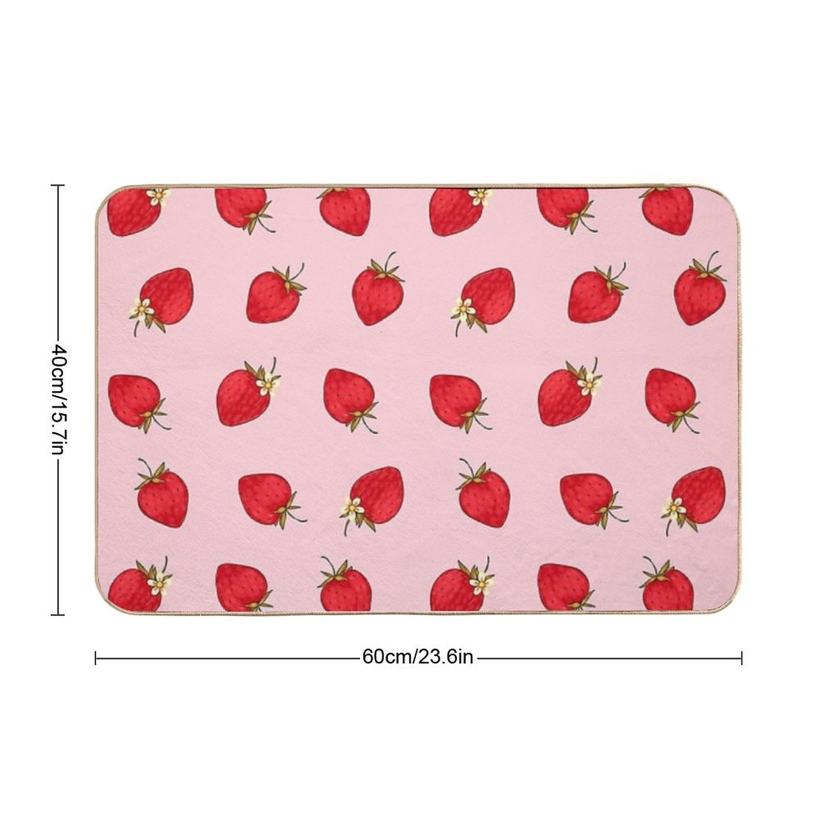 Cute Strawberries Pattern Red Pink Pastel Aesthetic  Easy Maintenance Bath Mat