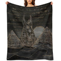 Anubis on Egyptian Pyramids Landscape Travel-friendly Throw Blanket