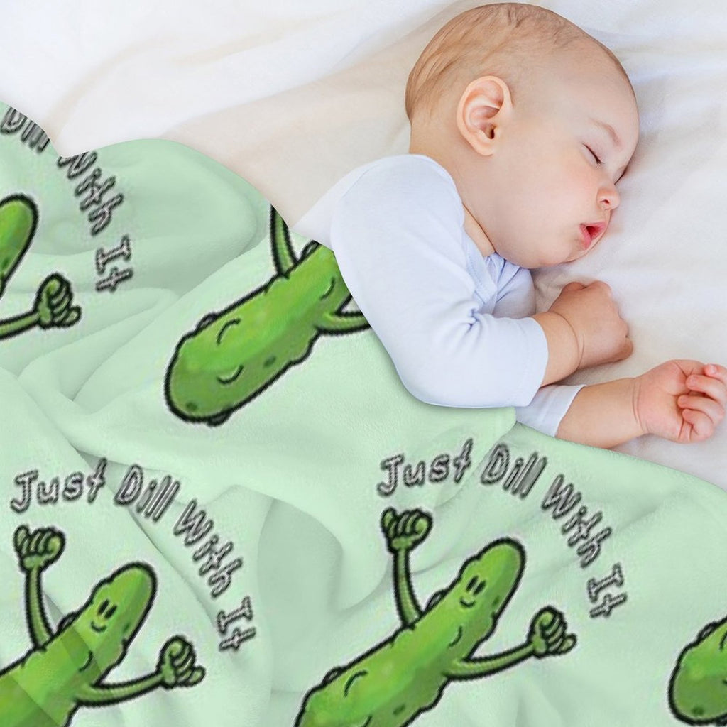 Just Dill With It Funny Cartoon Pickle Versatility Throw Blanket