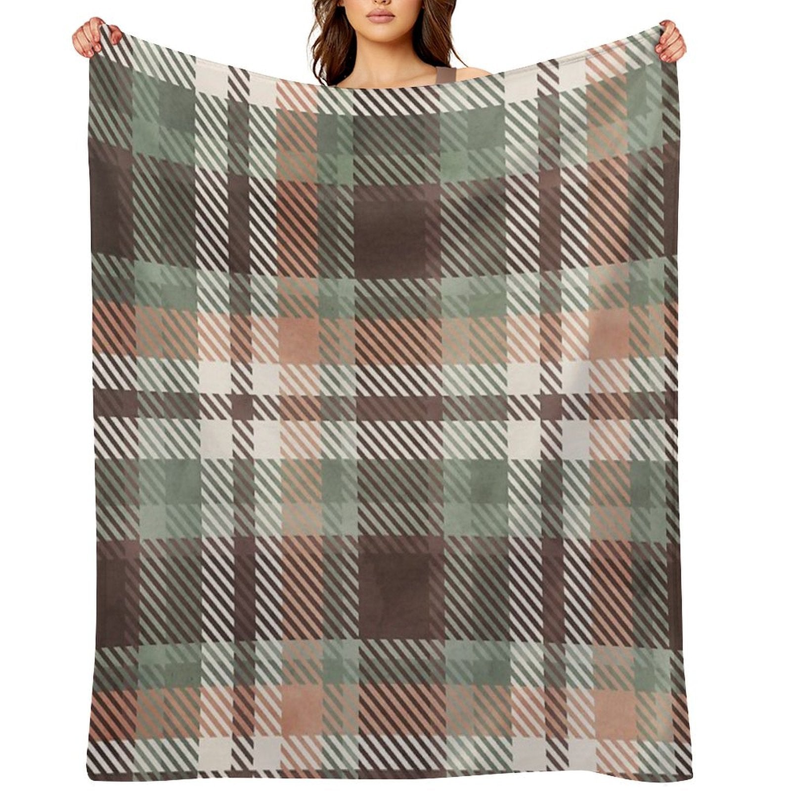 Aspen Flannel Brown Teal Shrink-resistant Throw Blanket
