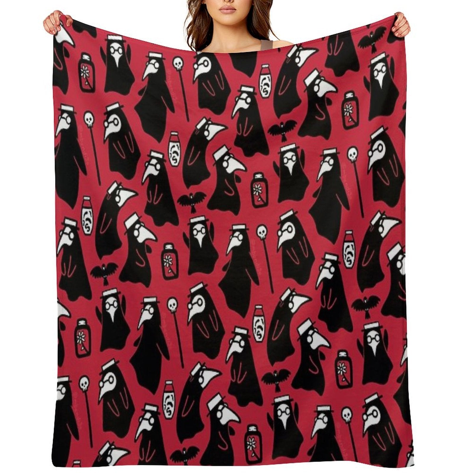 Plague Doctors Plush Throw Blanket