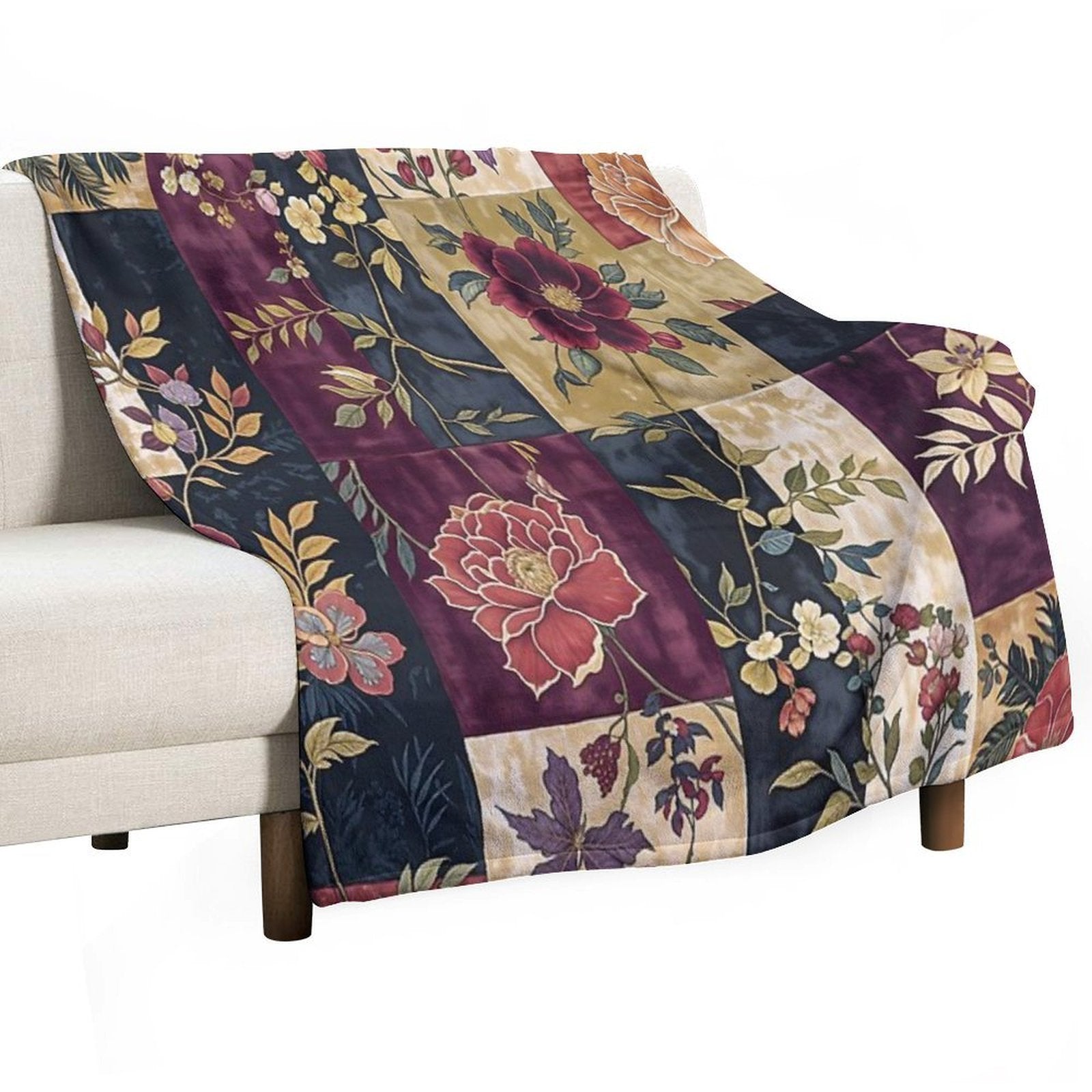Ruby Myrrh Floral Patchwork Durable Throw Blanket