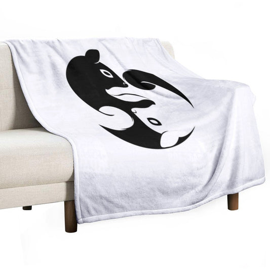 Yin Yang Squirrel - Zen Yoga Symbol Easy Care Throw Blanket