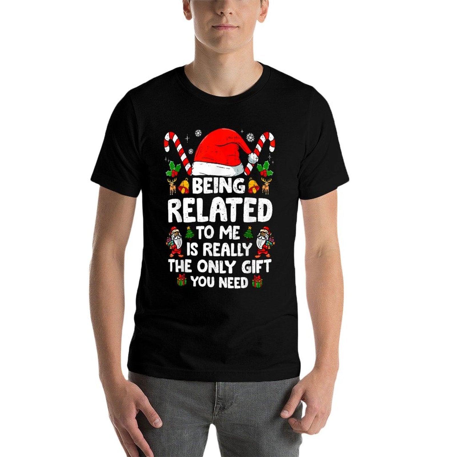 Being Related To Me Funny Christmas Family Xmas Pajamas  Quick-drying T-Shirt