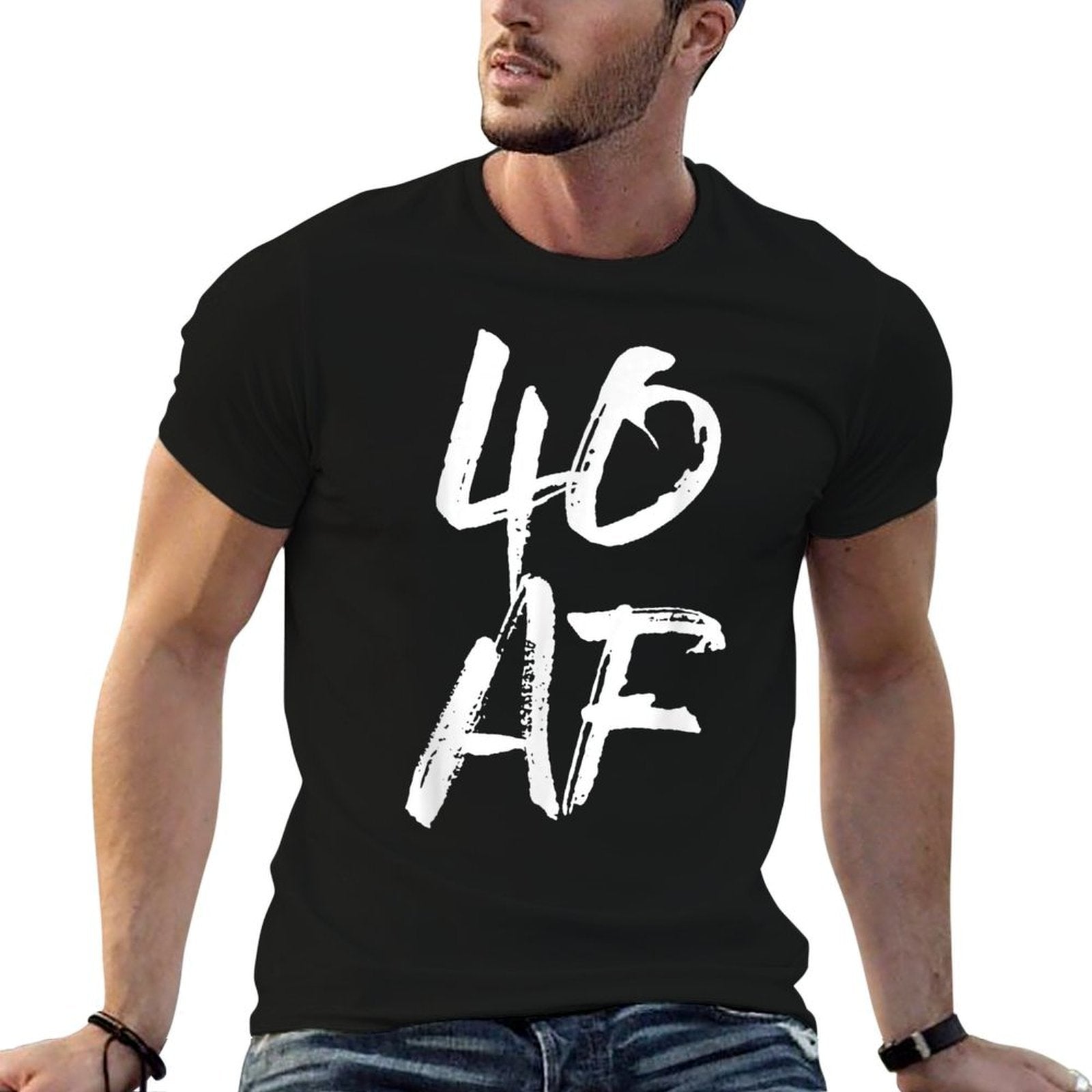 40 AF T, 40th Birthday, Gifts, AF  Ribbed Collar T-Shirt