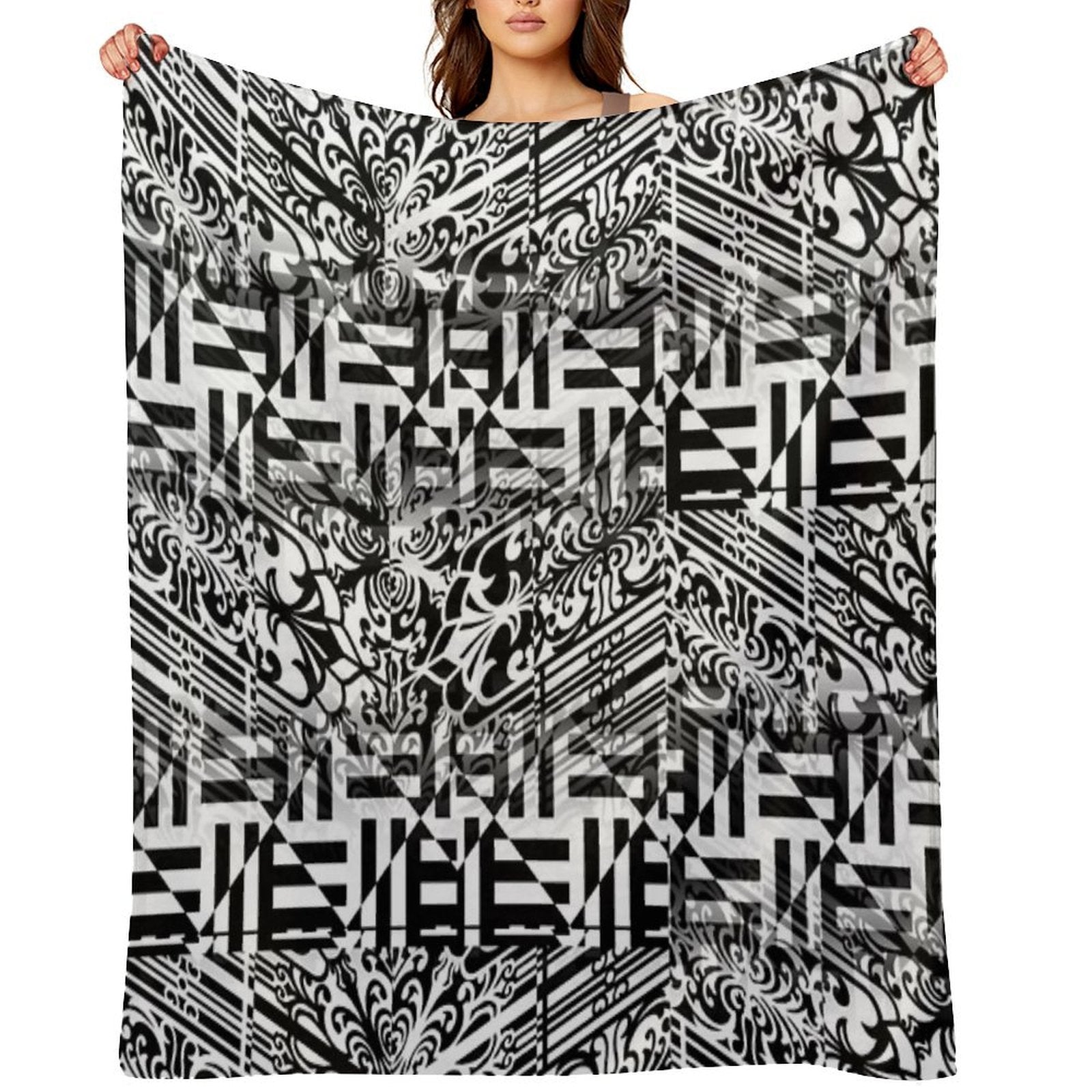 Black And White Madness Versatility Throw Blanket