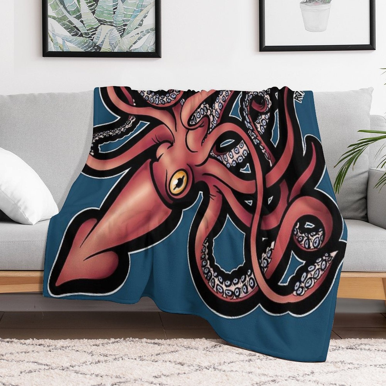 Red Giant Squid Architeuthis Gift-ready Throw Blanket