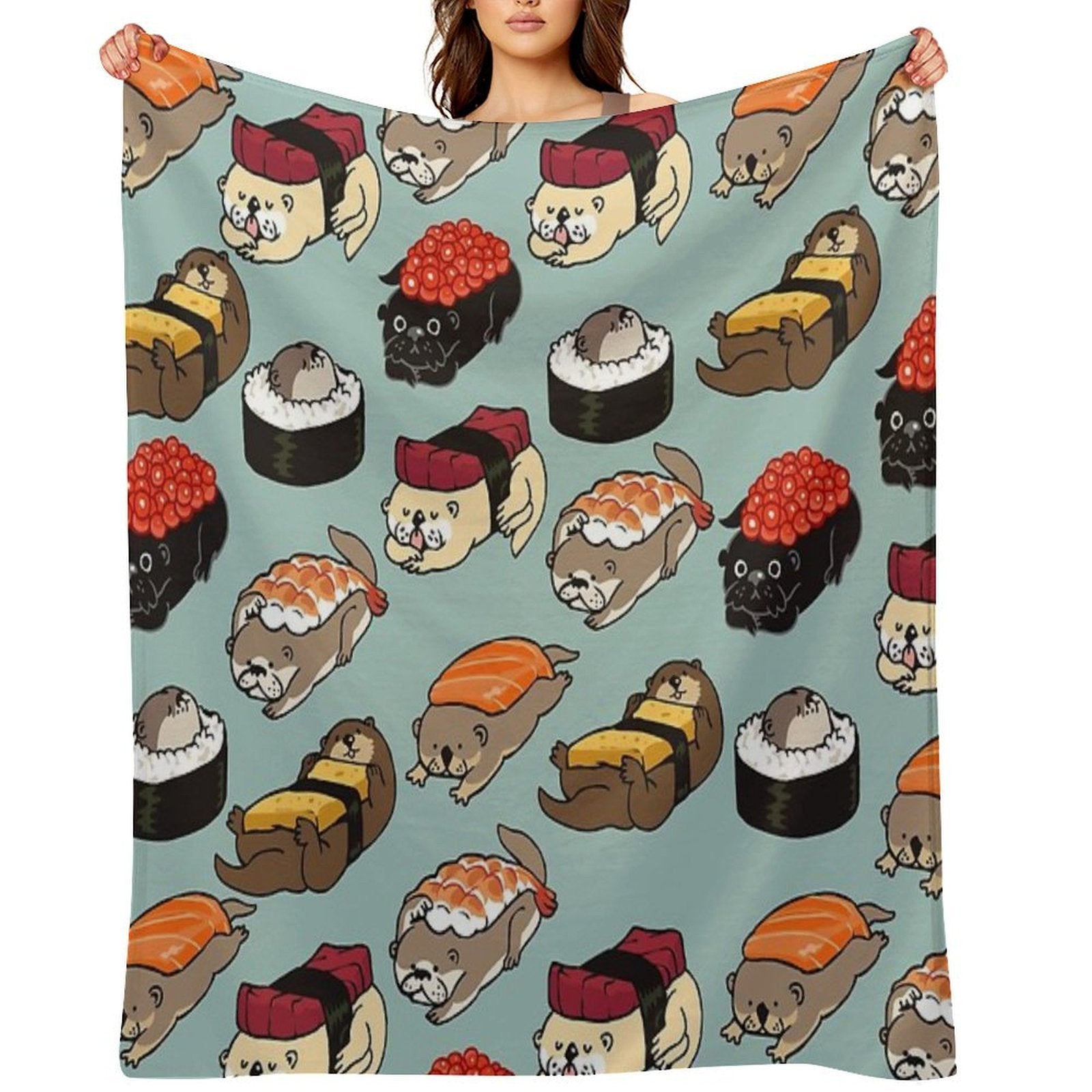 Sushi Otter Plush Throw Blanket
