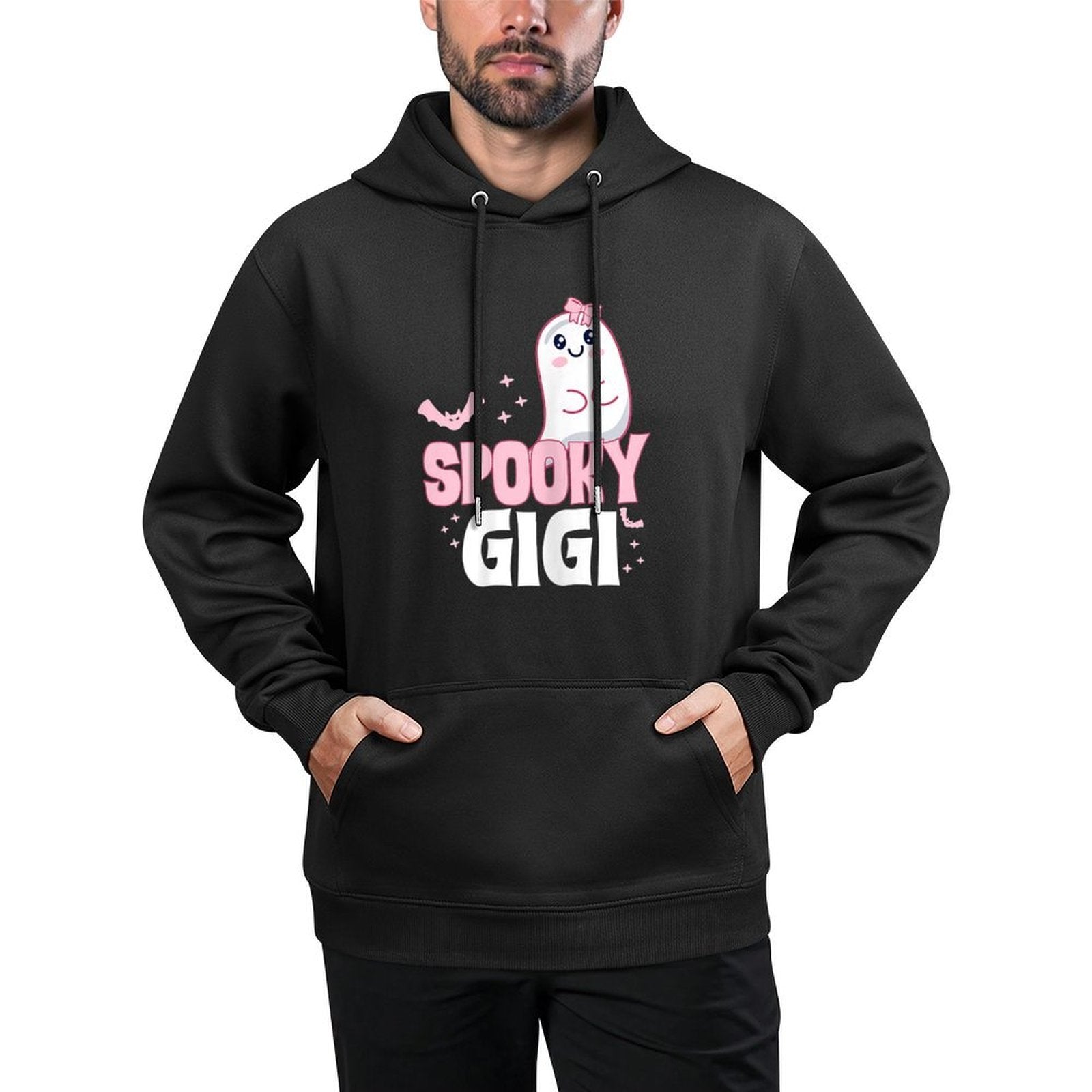 Womens Spooky Gigi Family Cute Pink White Ghost Boo Halloween Nana Easy Care Hoodie