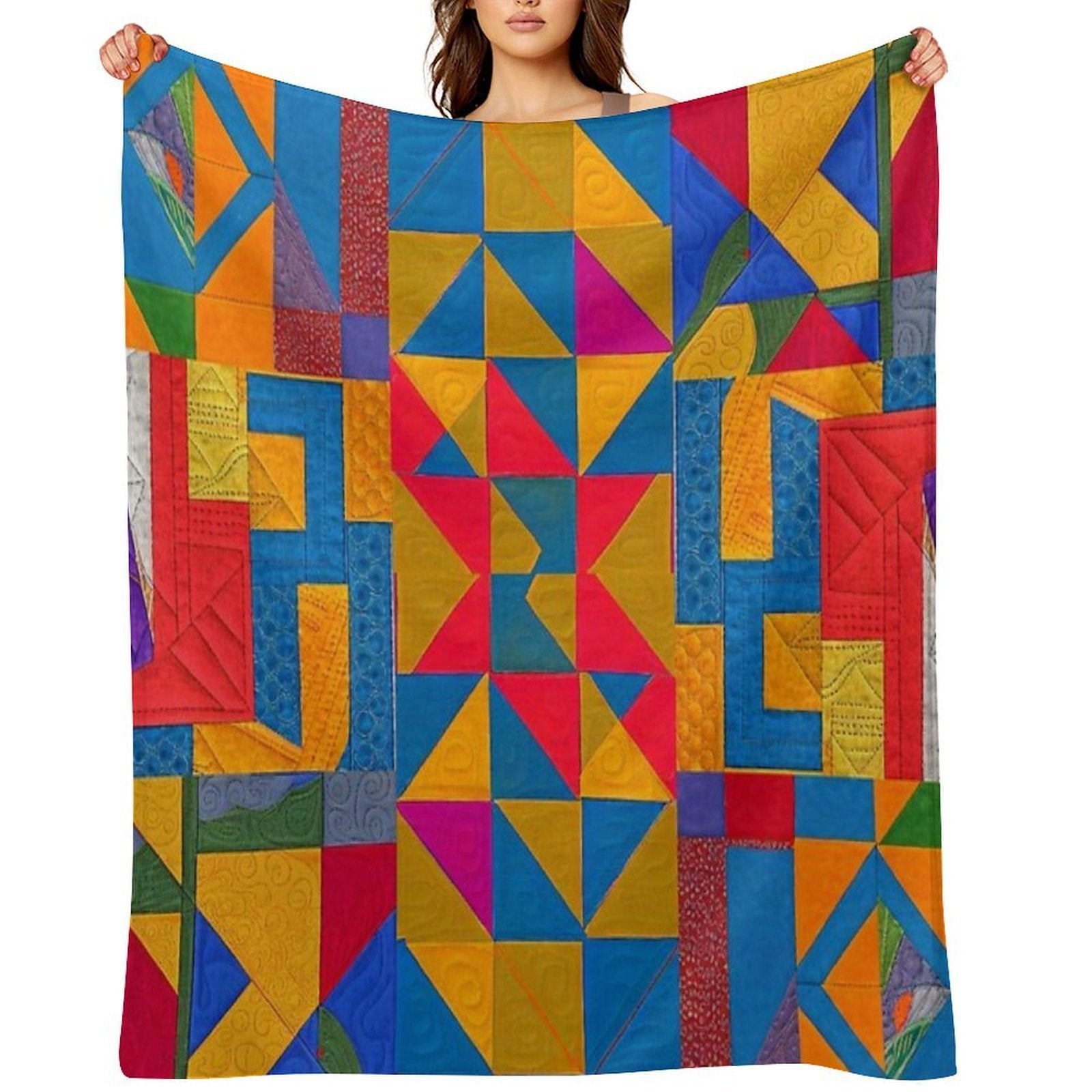 Vivid Color Patchwork Anti-pilling Throw Blanket