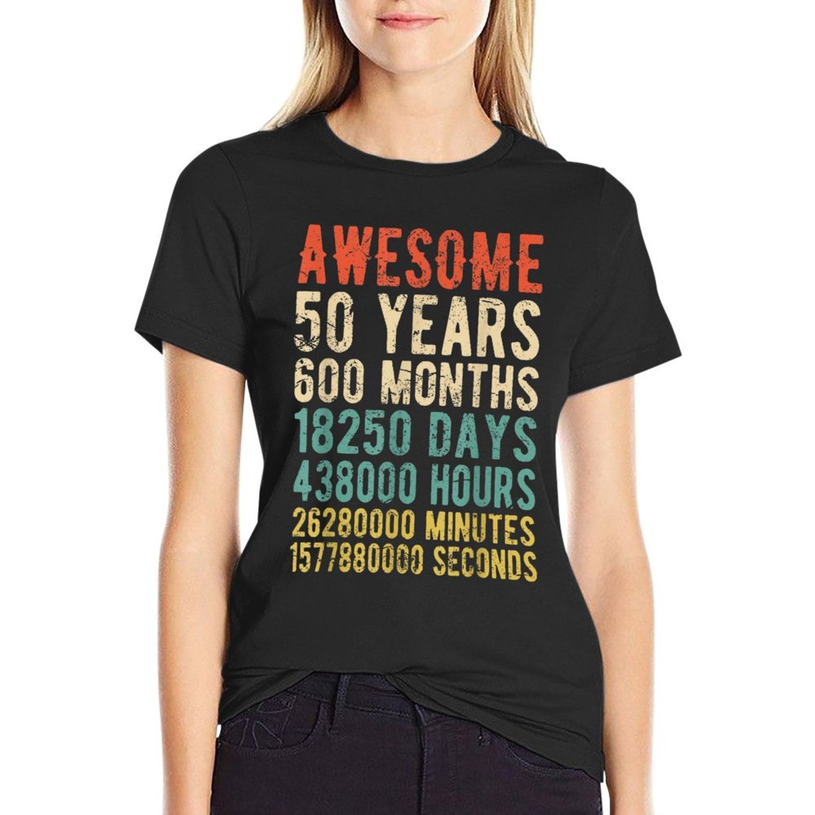 50th Birthday Retro Vintage 50 Yrs Old Bday Gift  Fade-proof Color T-Shirt