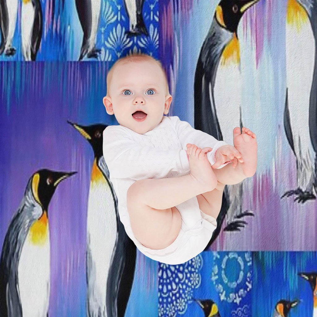 Penguin Collage Sustainable Throw Blanket