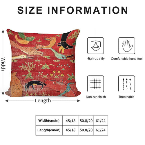 Animal Grotesques Mughal Carpet Fragment Soft Luxury Feel Throw Pillow