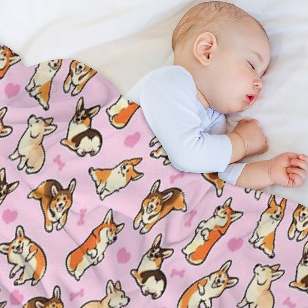 Lovey Corgis in Pink Comfort Throw Blanket