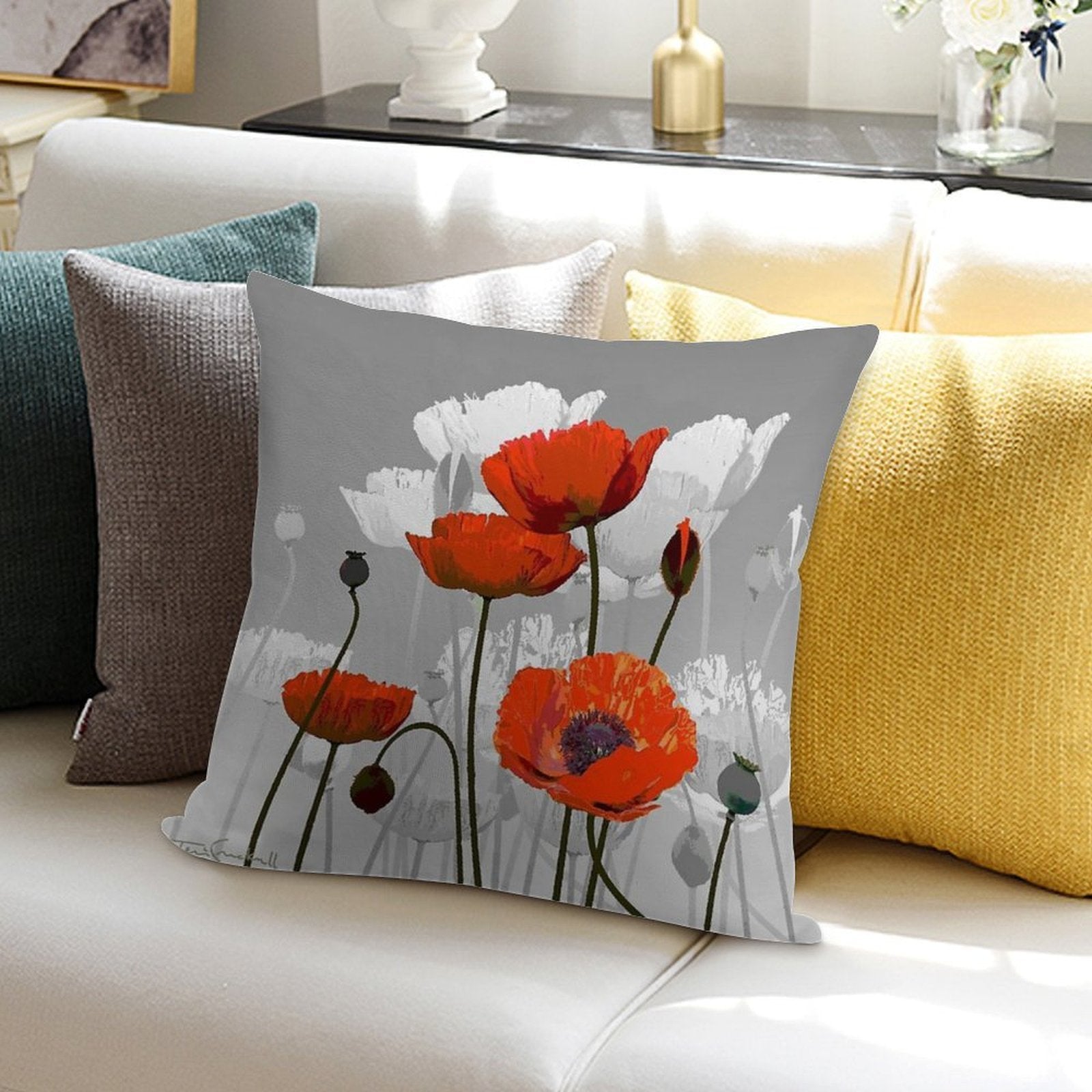 POPPIES Soft Shrink-Resistant Throw Pillow