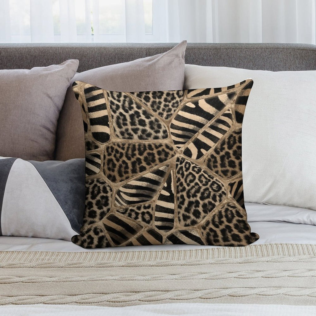 Animal Print - Leopard And Zebra - Pastel Gold Soft Style Accent Throw Pillow