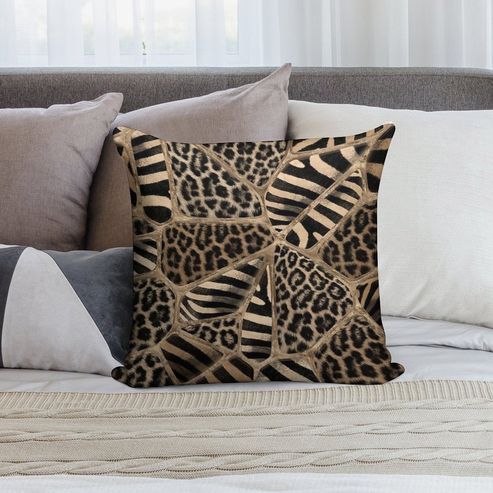 Animal Print - Leopard And Zebra - Pastel Gold Soft Style Accent Throw Pillow