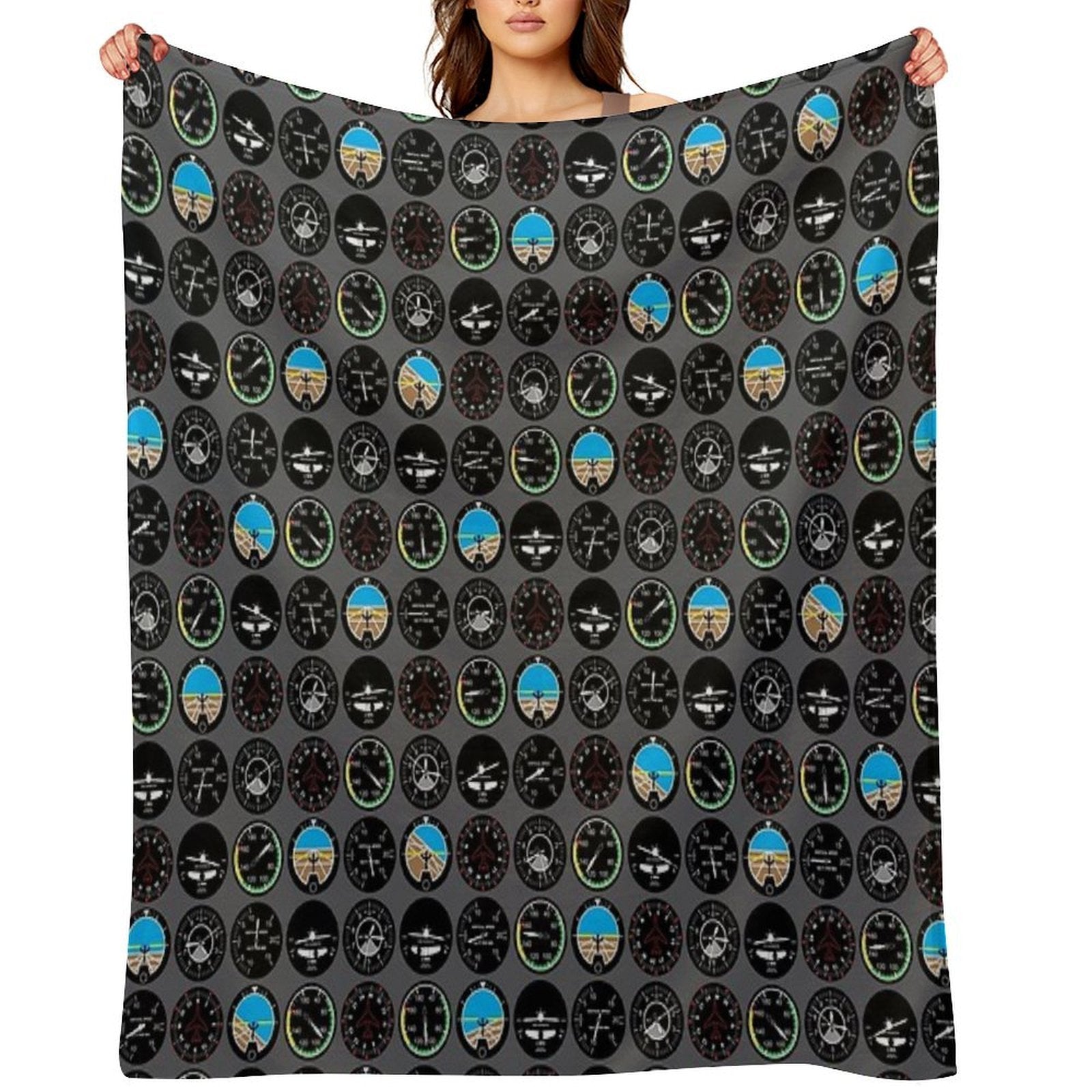 Flight Instruments Anti-pilling Throw Blanket