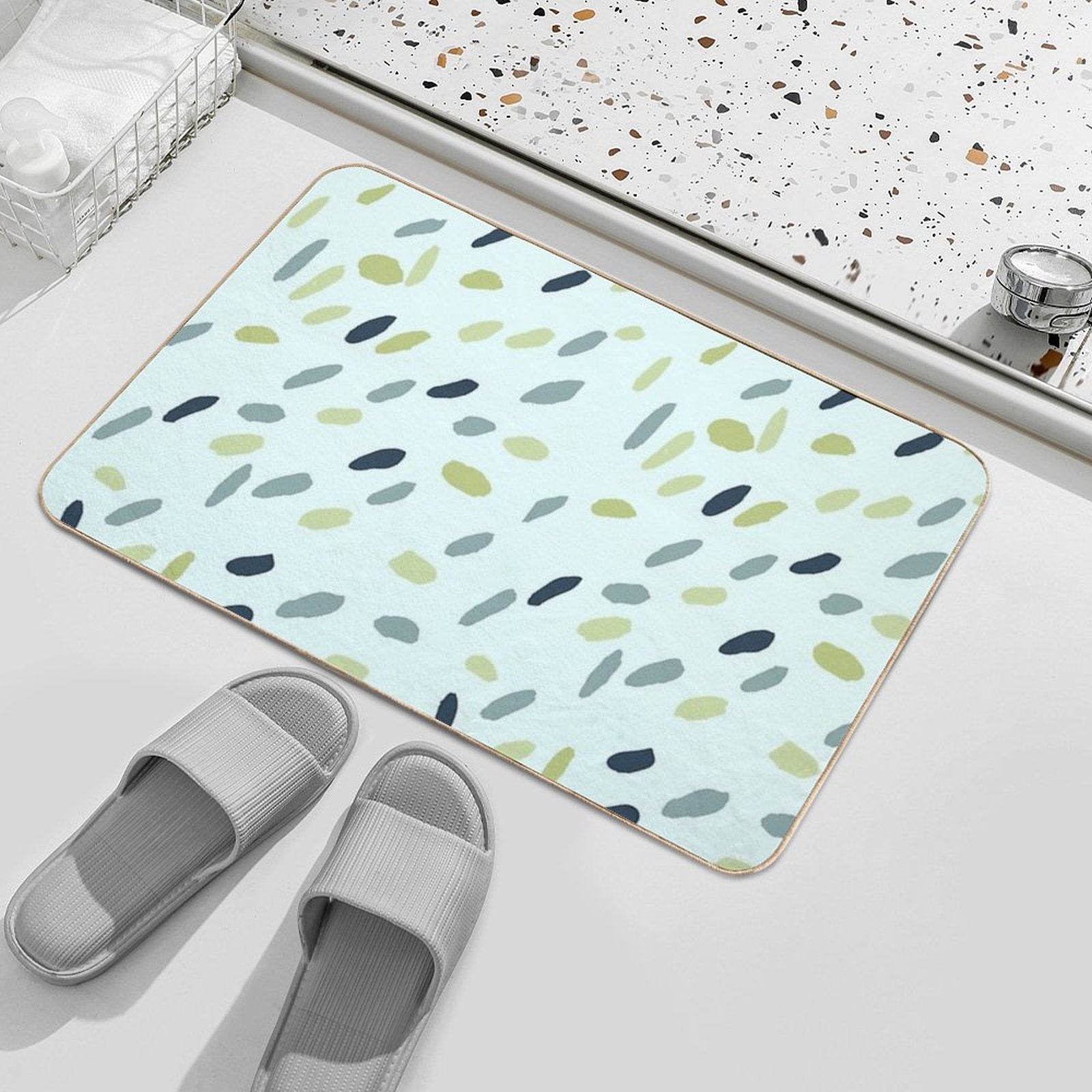 Dots on Mint  Easy To Clean Bath Mat