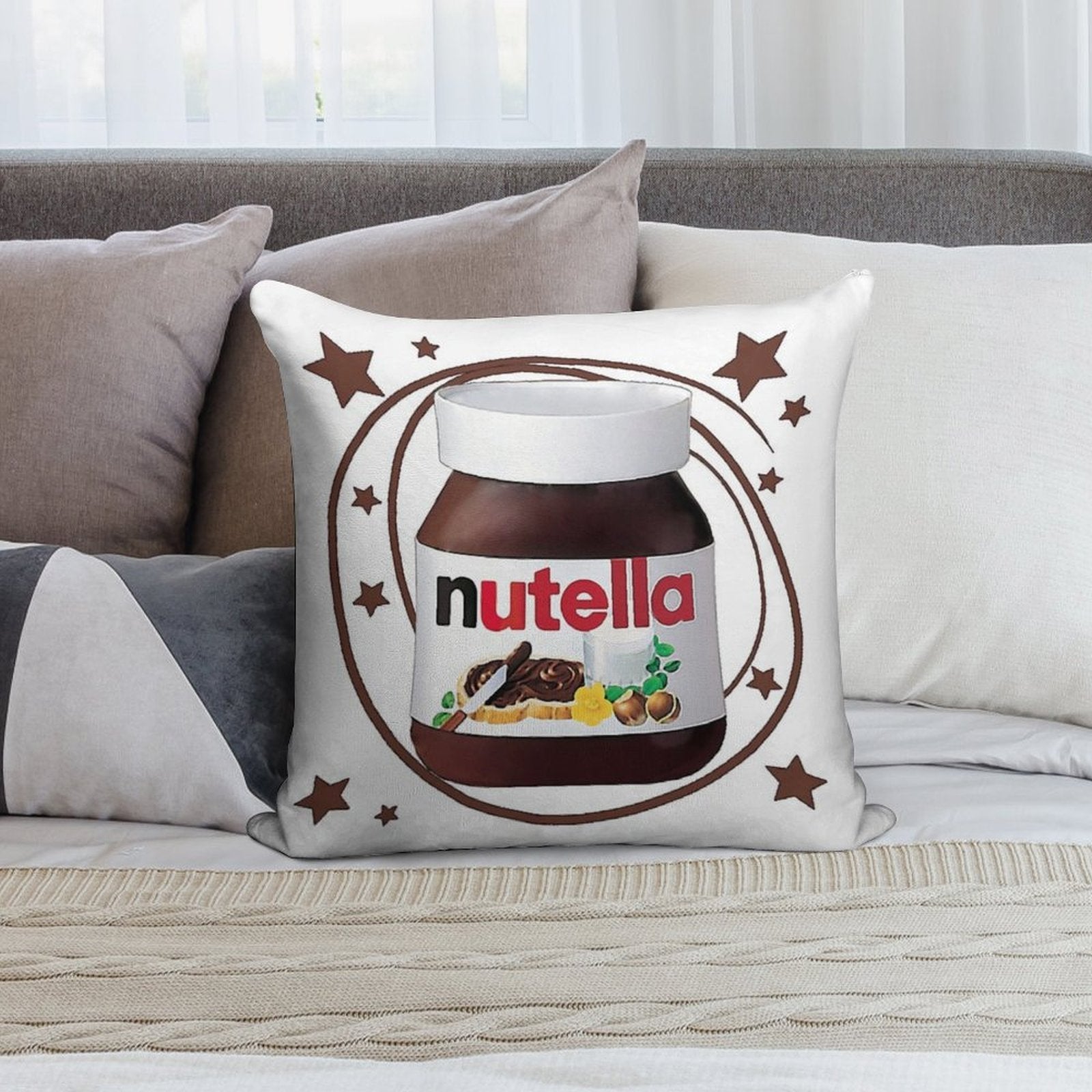 Nutella Swirls Soft Washable Throw Pillow