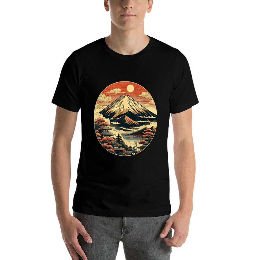 Japanese Fuji Mount Aesthetic Culture Japan Inspired Asian  Oversized Silhouette T-Shirt