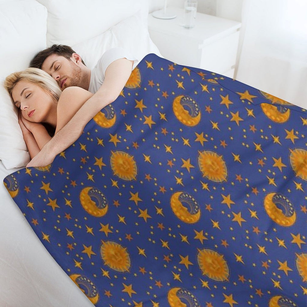 Bohemian 90's Sun And Moon Celestial Pattern Wrinkle-free Throw Blanket