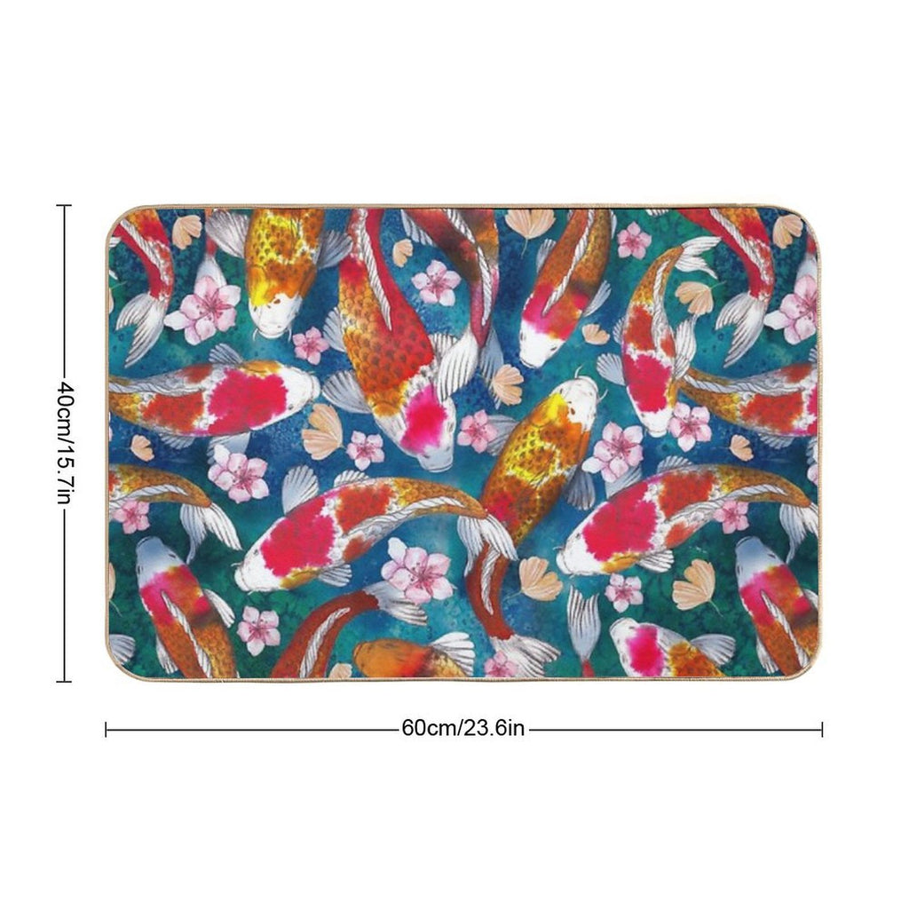 Koi Fish Pattern  Easy To Clean Bath Mat