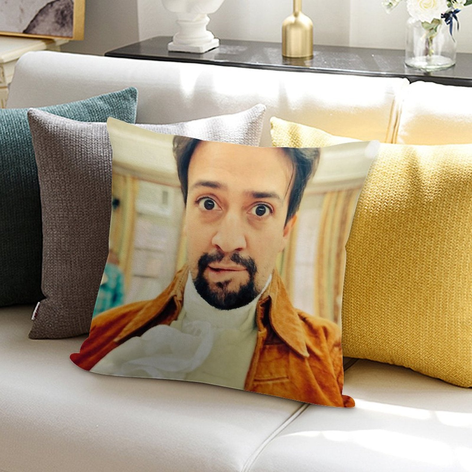 Lin Manuel Miranda Biting His Lip Soft Easy Maintenance Throw Pillow