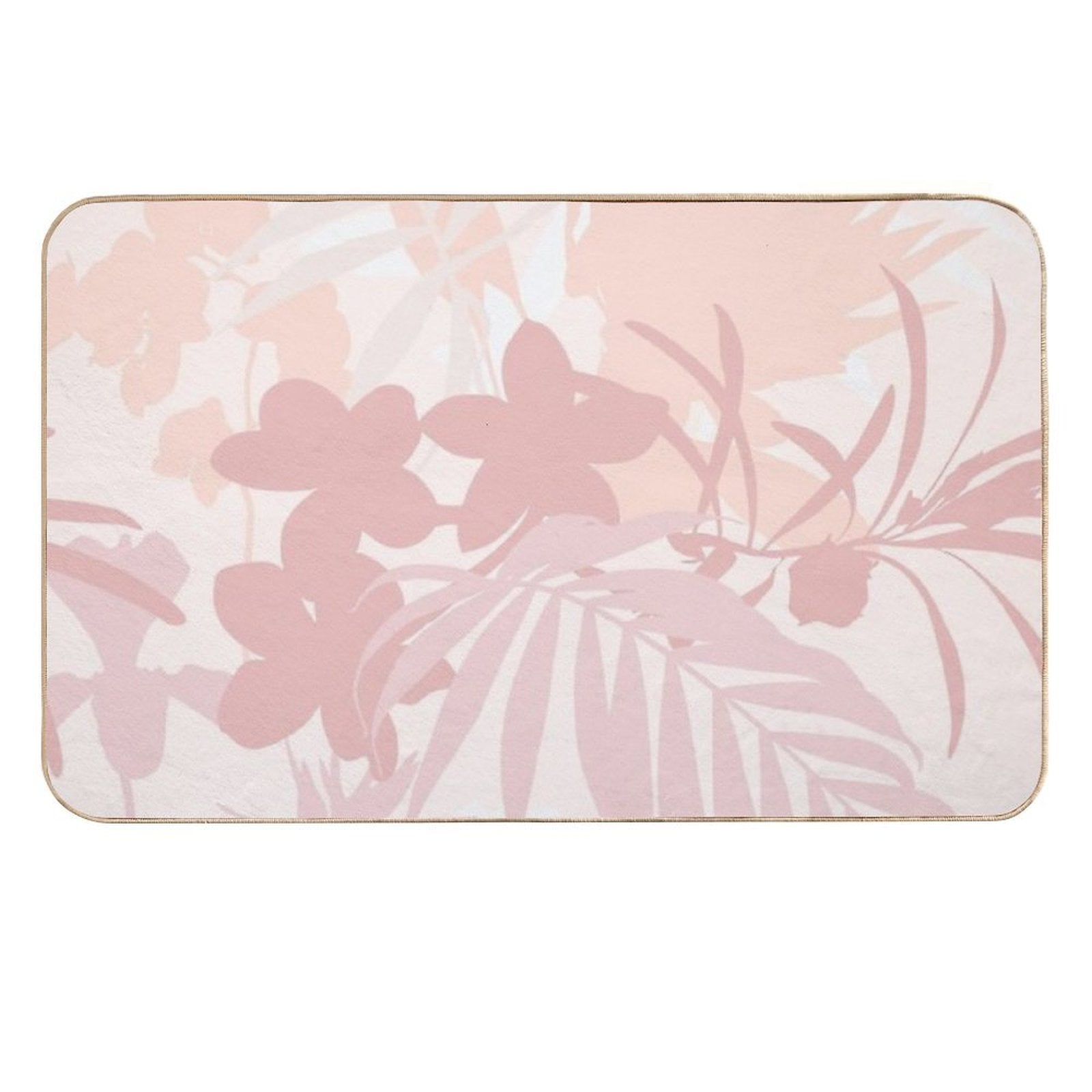 Tropical Flowers, Garden Flowers And Leaves.  Dirt-Trapping Bath Mat