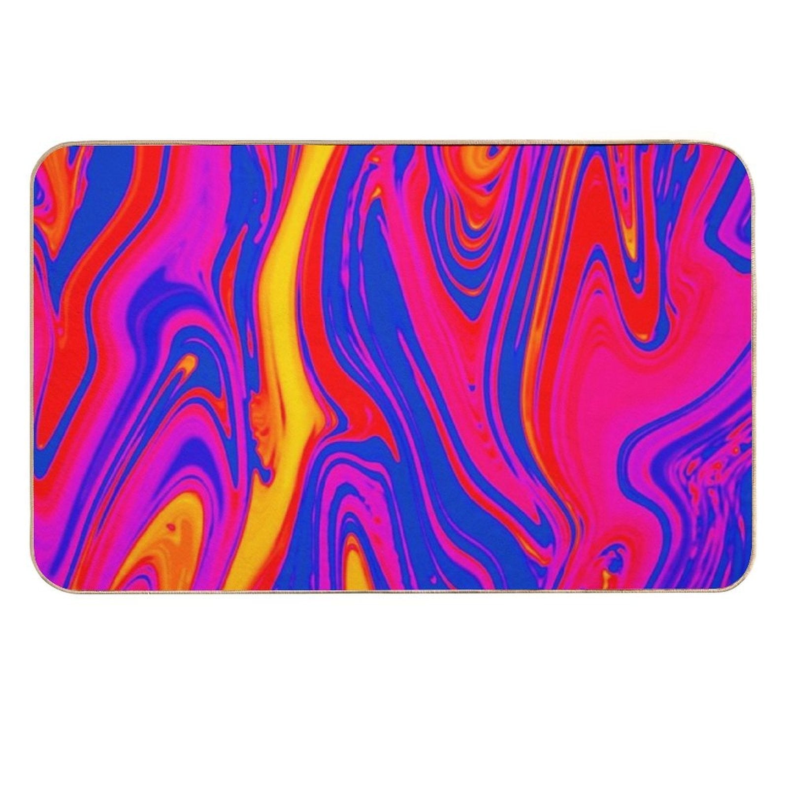 Psychedelic Liquid Marble Swirls  Fade-Resistant Bath Mat