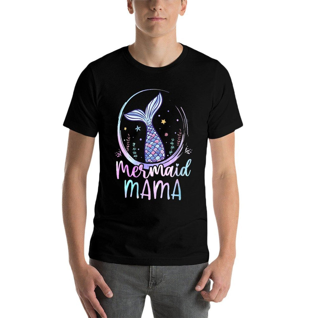 Womens Mermaid Mama Birthday Mermaid Girl Beach Mermaid Tail  Fade-proof Color T-Shirt