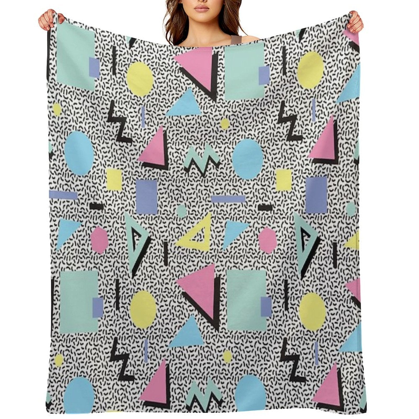 Eighties Memphis Pattern Design Wrinkle-free Throw Blanket