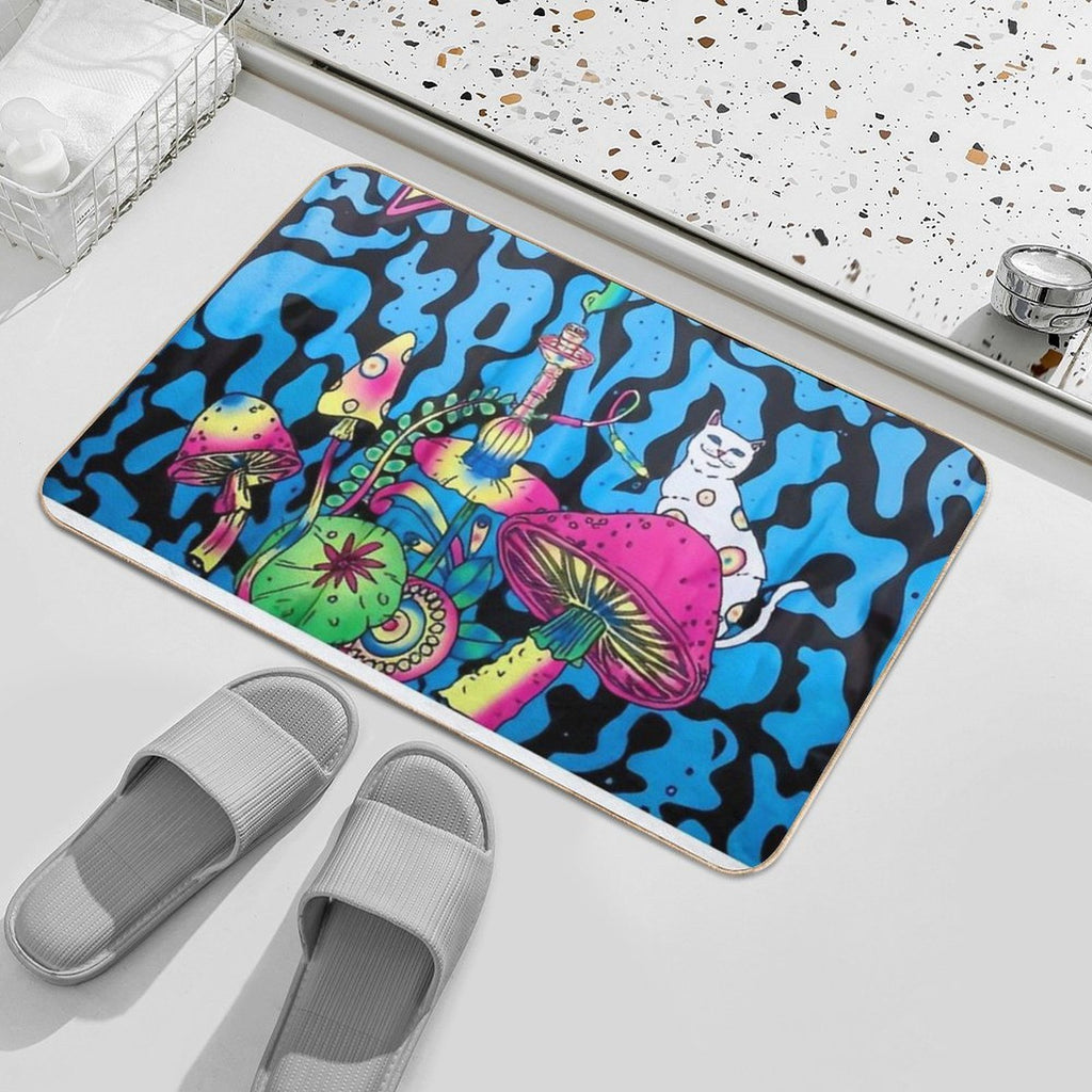 My Badass Cat's Shrooms  Easy Maintenance Bath Mat