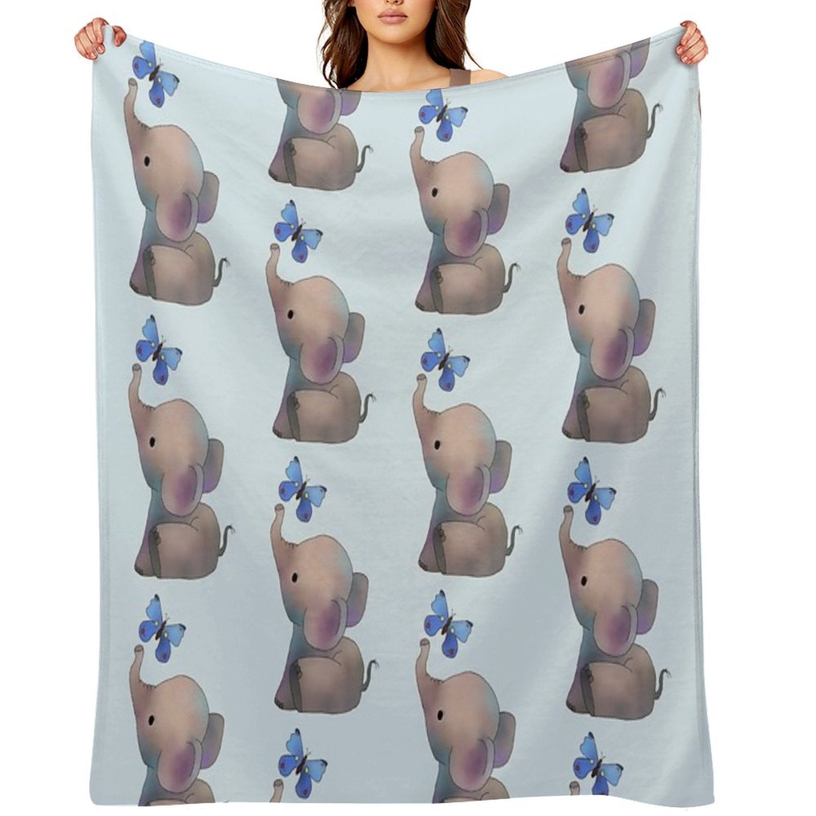 Elephant with A Butterfly Gift-ready Throw Blanket