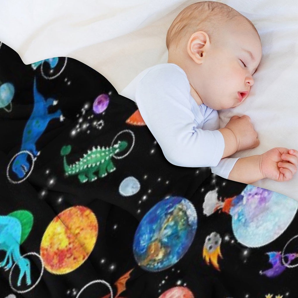 Dinosaur Astronauts In Outer Space Anti-pilling Throw Blanket