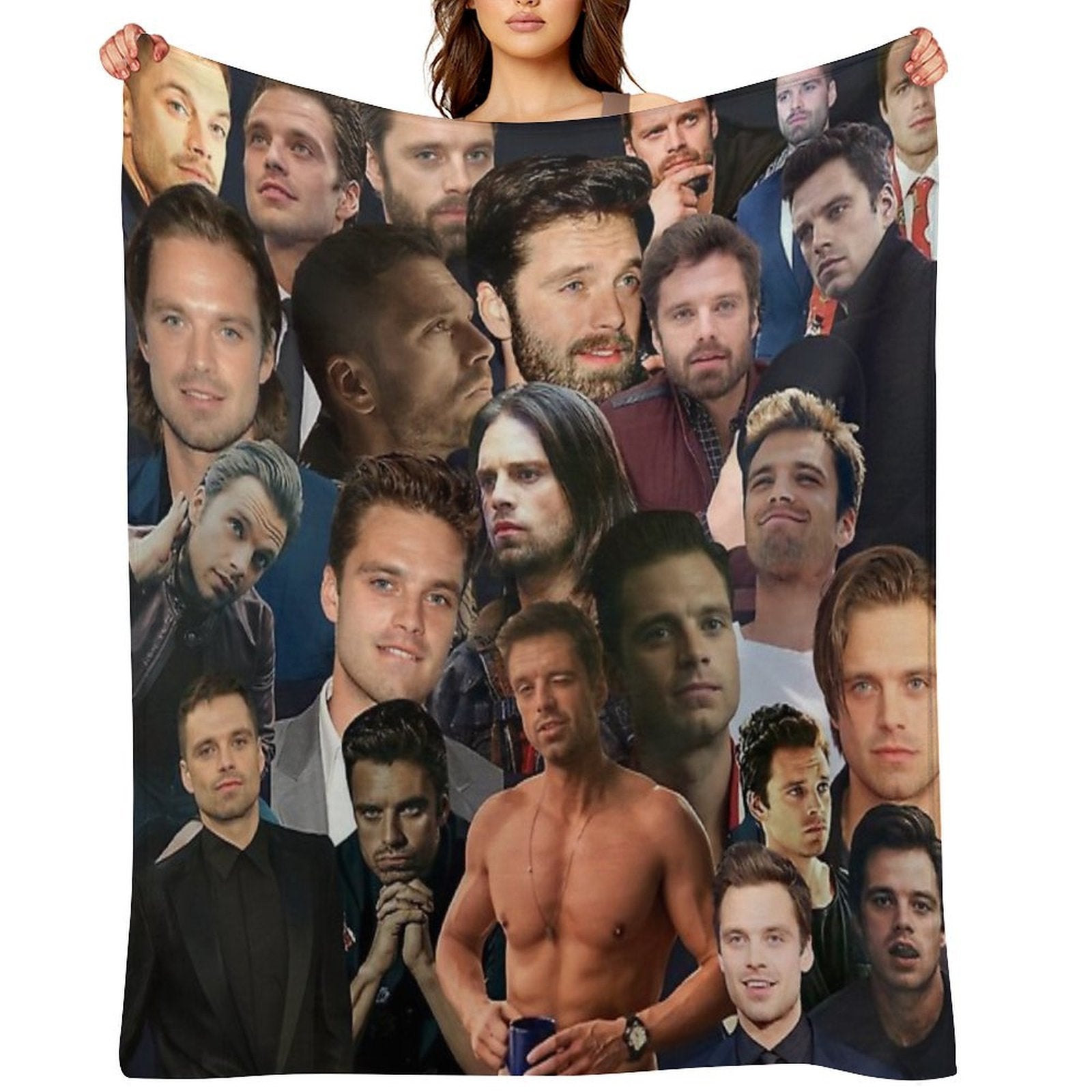 Sebastian Stan Photo Collage Eco-conscious Throw Blanket