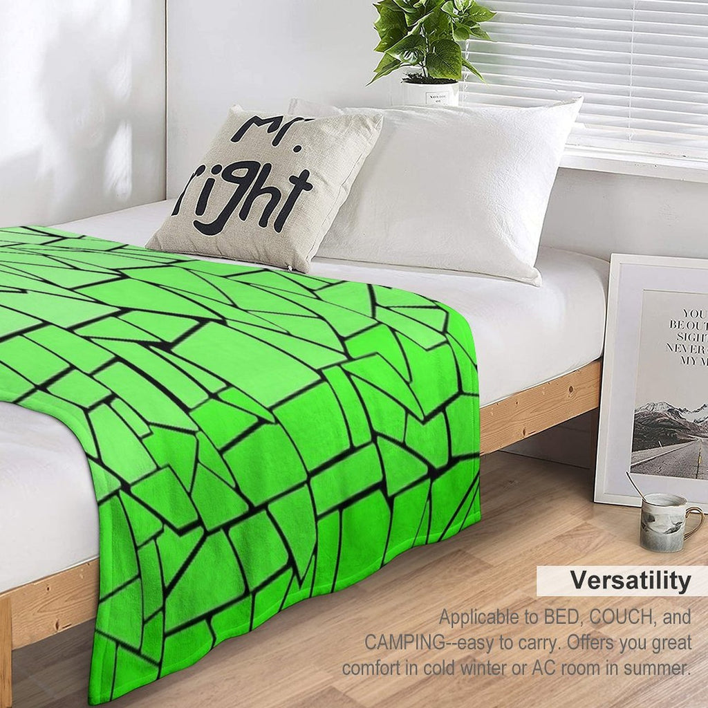 Green Gradient Tiles with Black Background Velvety-soft Throw Blanket