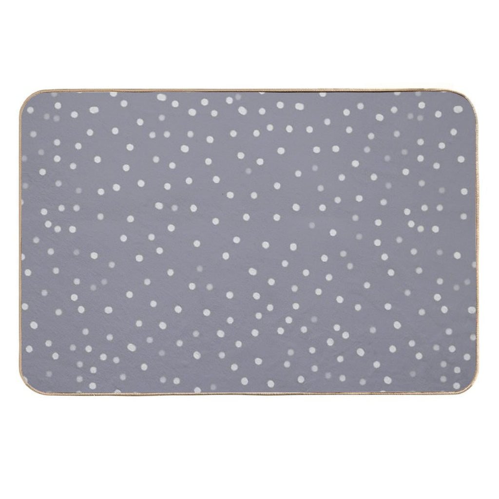 Blue Grey And White Color Polka Dots Design  Easy To Clean Bath Mat