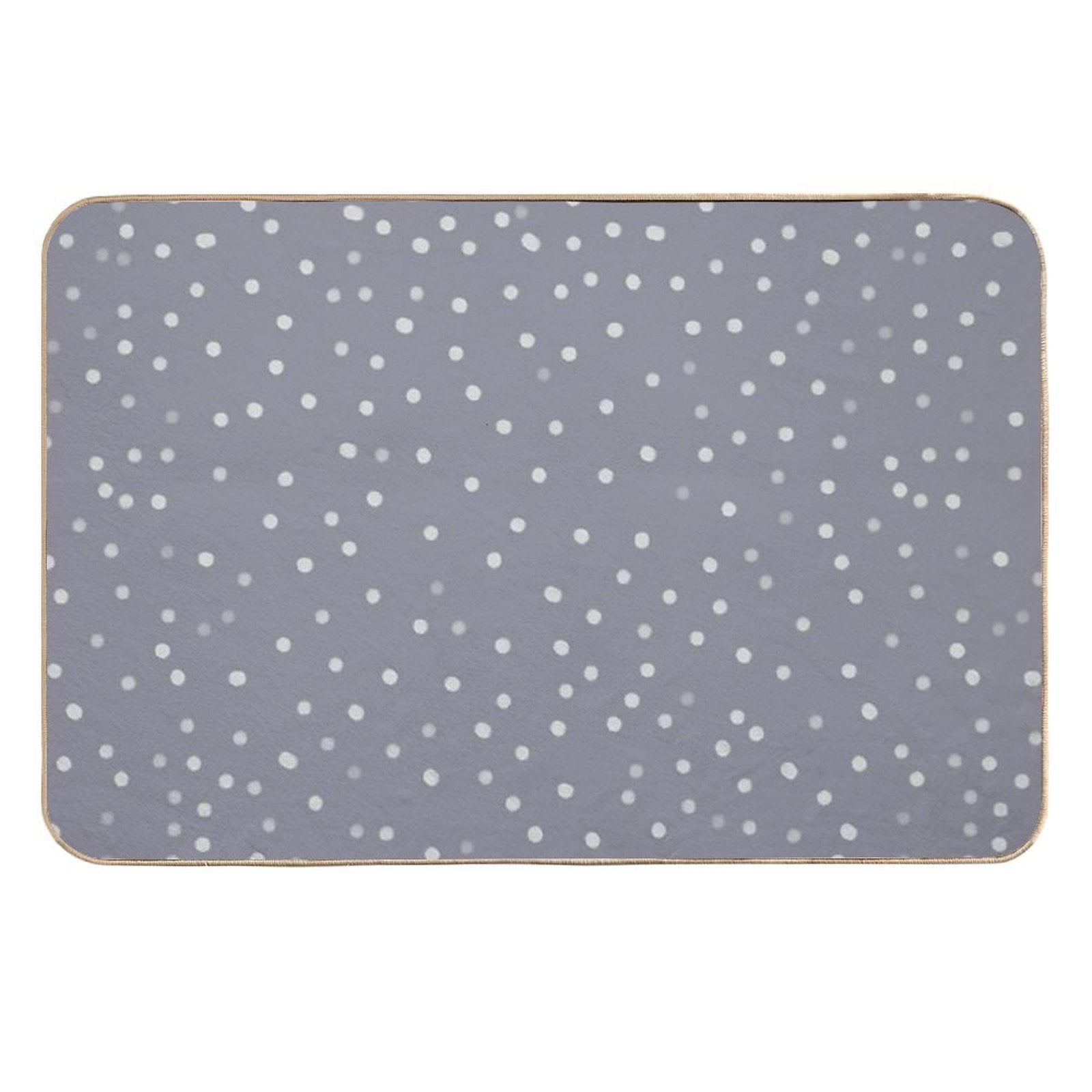 Blue Grey And White Color Polka Dots Design  Easy To Clean Bath Mat