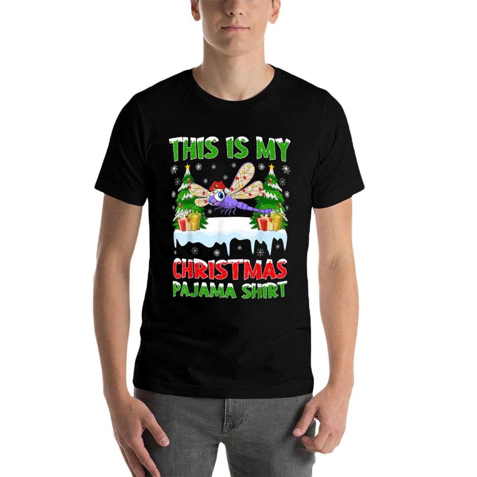 Funny This Is My Christmas Pajama Dragonfly Christmas  Summer-ready Fabric T-Shirt