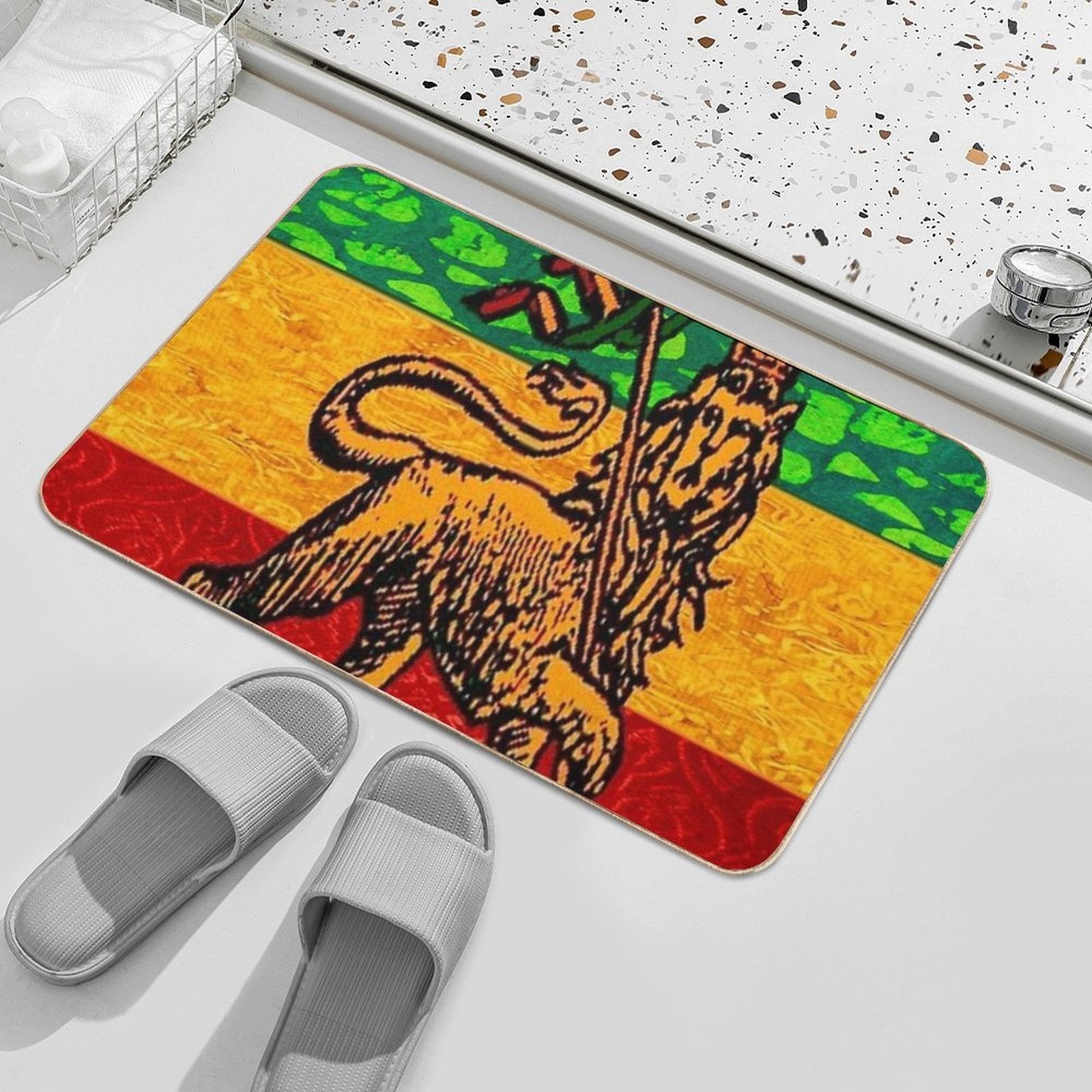 Rasta Lion of Judah Flag  Slip-Resistant Bath Mat