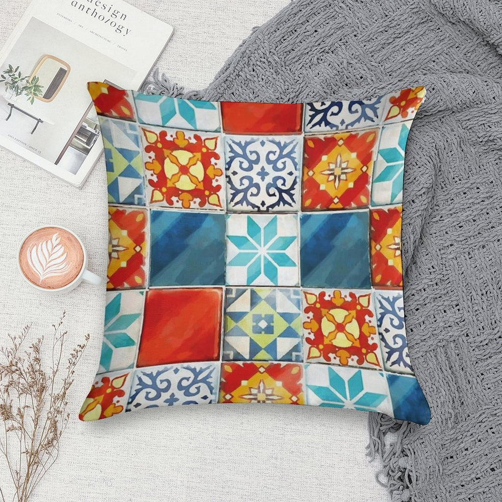Colorful Azulejos Tiles from Azul Board Game Soft Warmth Comfort Throw Pillow