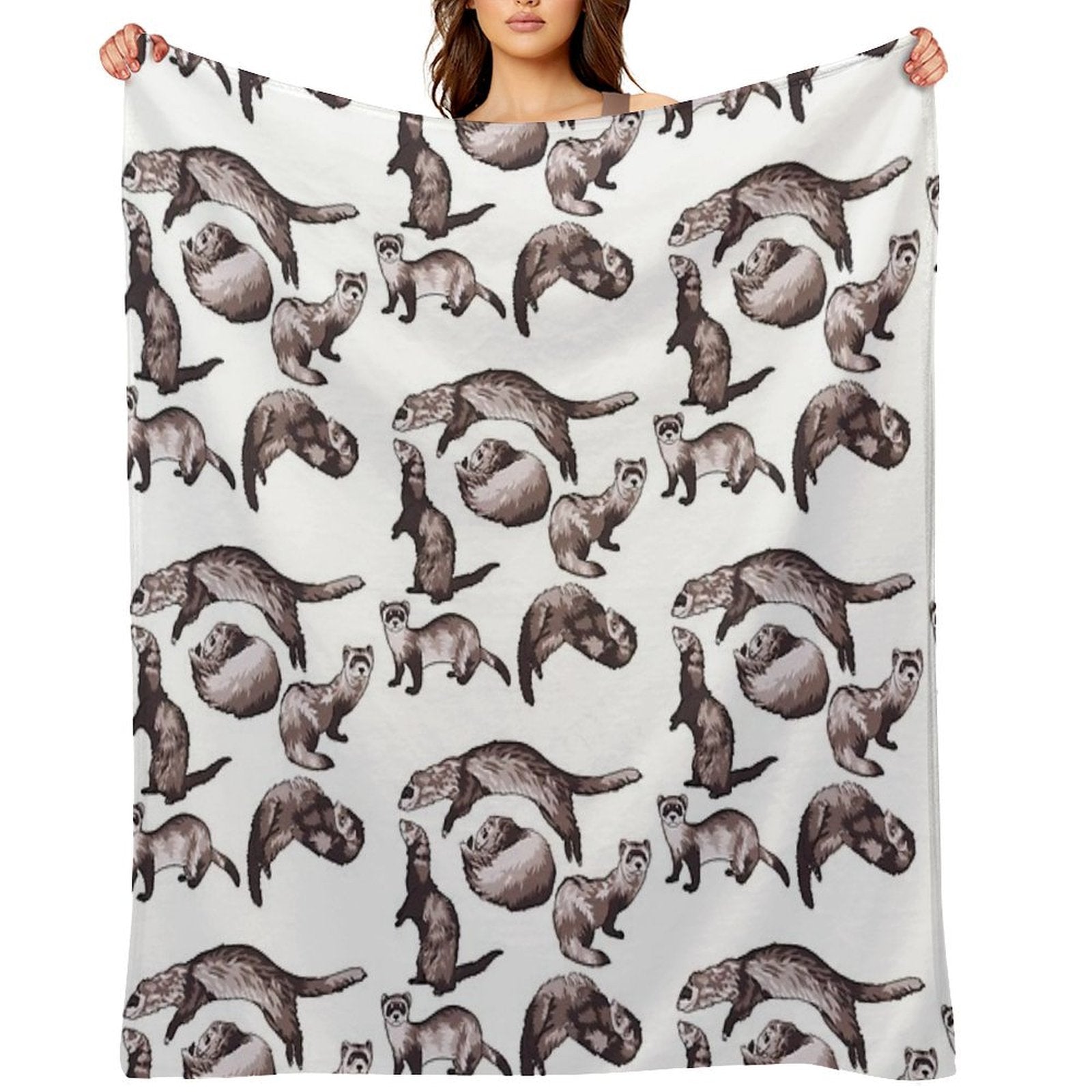 Ferrets Wrinkle-free Throw Blanket